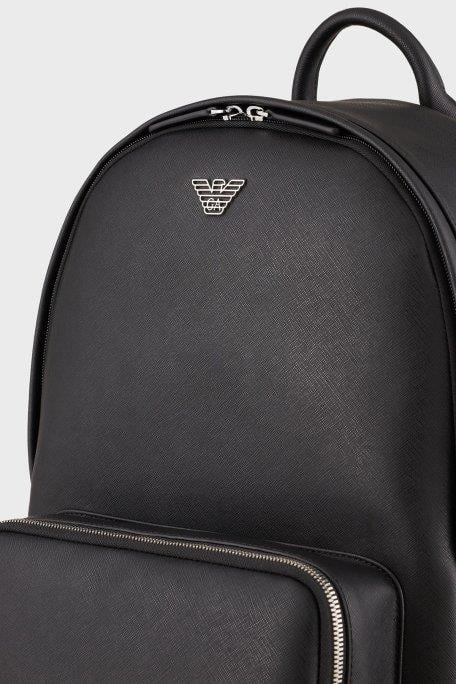 Emporio Armani Emporıo Armani Erkek Metalik Kartal Logolu Fermuarlı Ön Bölmeli Siyah Sırt Çantası Y4O250 Y138E-81072