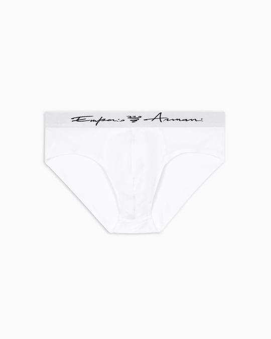EMPORIO ARMANI Emporıo Armani Erkek Modal Kumaş Logolu Lastikli Bel Beyaz Külot EM000360 AF10783-U0002