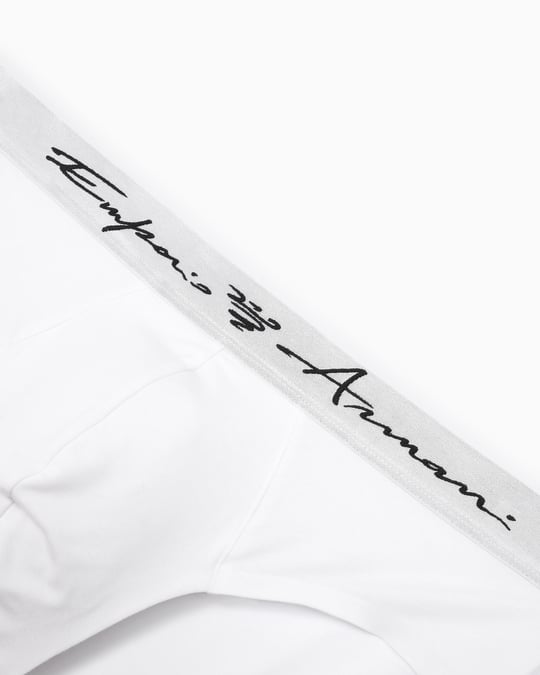 EMPORIO ARMANI Emporıo Armani Erkek Modal Kumaş Logolu Lastikli Bel Beyaz Külot EM000360 AF10783-U0002