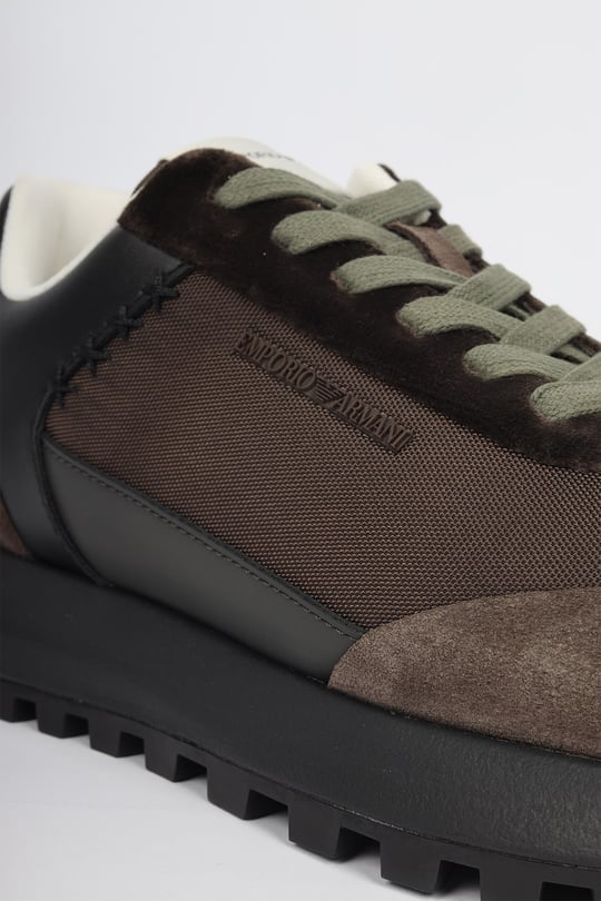 Emporio Armani Emporıo Armani Erkek Nefes Alabilen File ve Süet Detaylı Rahat Tabanlı Kahverengi Sneaker EM004839 AF29491-M6489