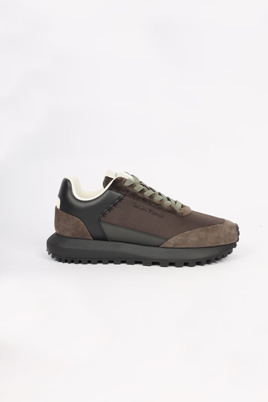 Emporio Armani Emporıo Armani Erkek Nefes Alabilen File ve Süet Detaylı Rahat Tabanlı Kahverengi Sneaker EM004839 AF29491-M6489