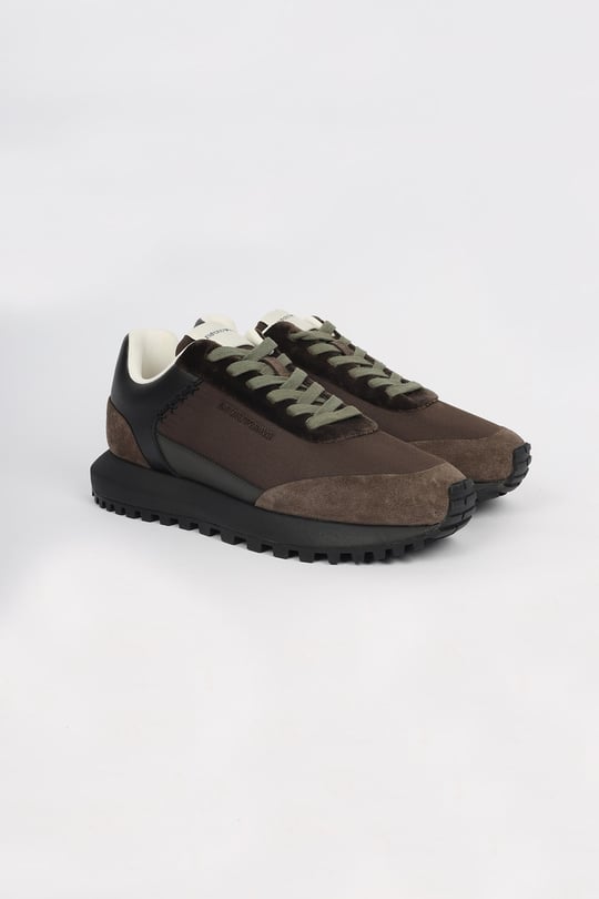 Emporio Armani Emporıo Armani Erkek Nefes Alabilen File ve Süet Detaylı Rahat Tabanlı Kahverengi Sneaker EM004839 AF29491-M6489