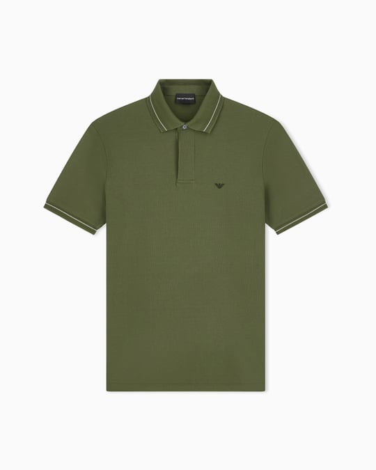 Emporio Armani Emporıo Armani Erkek Normal Kesim Kartal Logo İşlemeli Pamuklu Pike Kumaşlı Kısa Kollu Yeşil Polo Yaka T-Shirt EM006625 AF12955-U7046