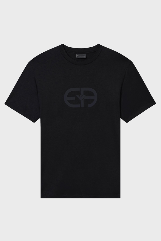Emporio Armani Emporıo Armani Erkek Normal Kesim Yuvarlak Yakalı Logo Desenli Kısa Kollu Siyah T-Shirt EM004581 AF10017-UC001