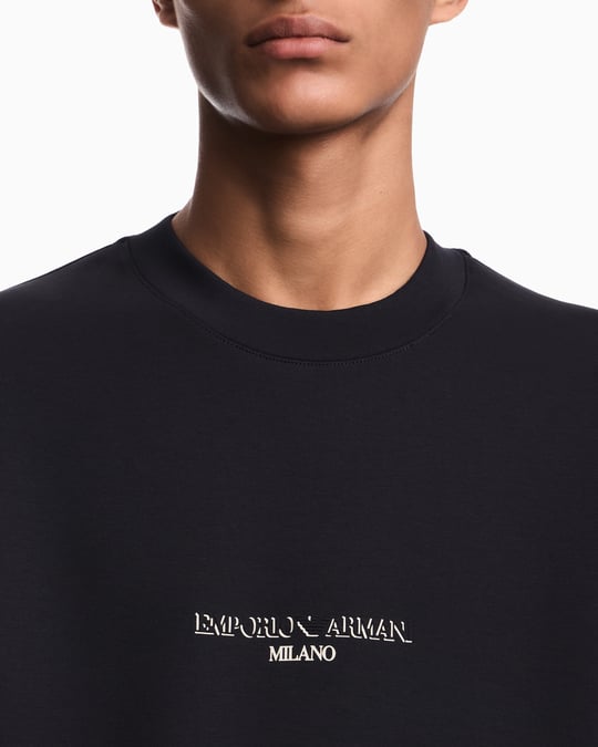 Emporio Armani Emporıo Armani Erkek Normal Kalıp Yuvarlak Yakalı Logo Detaylı Pamuklu Çift Jarse Kumaşlı Siyah Sweatshirt EM007352 AF10013-MB844