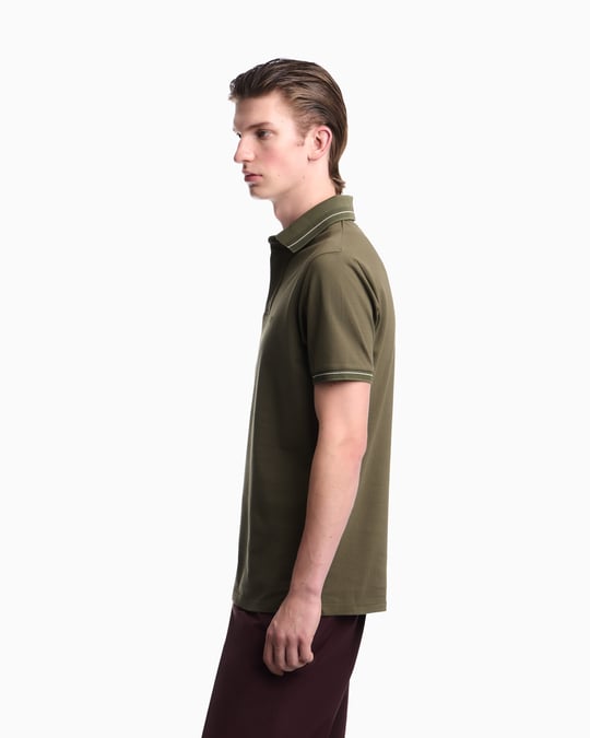 Emporio Armani Emporıo Armani Erkek Normal Kesim Kartal Logo İşlemeli Pamuklu Pike Kumaşlı Kısa Kollu Yeşil Polo Yaka T-Shirt EM006625 AF12955-U7046