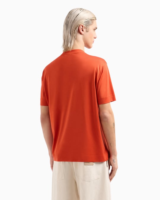 EMPORIO ARMANI Emporıo Armani Erkek Normal Kesim Yuvarlak Yaka Pamuklu Milano Baskılı Kısa Kollu Turuncu T-Shirt EM001033 AF10017-M5030