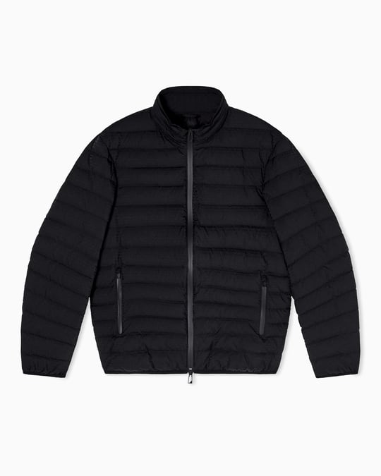 Emporio Armani Emporıo Armani Erkek Normal Kalıp Logo Kuş Tüyü Dolgulu Desenli Kapitone Desenli Uzun Kollu Siyah Ceket EM004953 AF15384-UC001