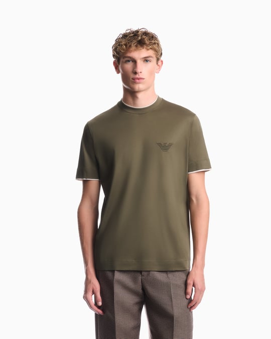 Emporio Armani Emporıo Armani Erkek Normal Kalıp Yuvarlak Yakalı Logo Kabartmalı Kısa Kollu Haki T-Shirt EM006766 AF10017-M7309