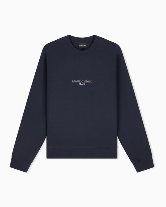 Emporio Armani Emporıo Armani Erkek Normal Kalıp Yuvarlak Yakalı Logo Detaylı Pamuklu Çift Jarse Kumaşlı Siyah Sweatshirt EM007352 AF10013-MB844