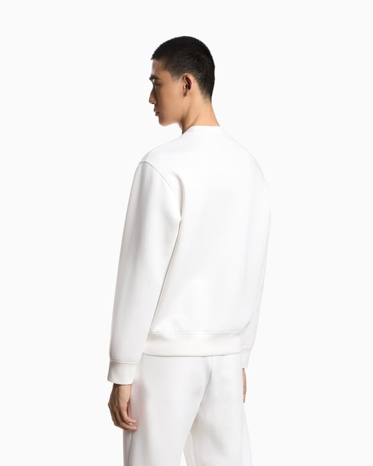 Emporio Armani Emporıo Armani Erkek Normal Kesim Yuvarlak Yakalı Mikro Kartal Logo Nakışlı Pamuklu Uzun Kollu Beyaz Sweatshirt EM004533 AF10013-U0003