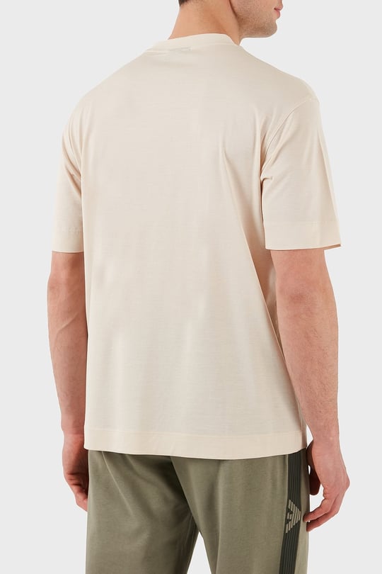 Emporio Armani Emporıo Armani Erkek Normal Kesim Yuvarlak Yaka Pamuklu Milano Baskılı Kısa Kollu Krem T-Shirt EM001033 AF10017-M1089