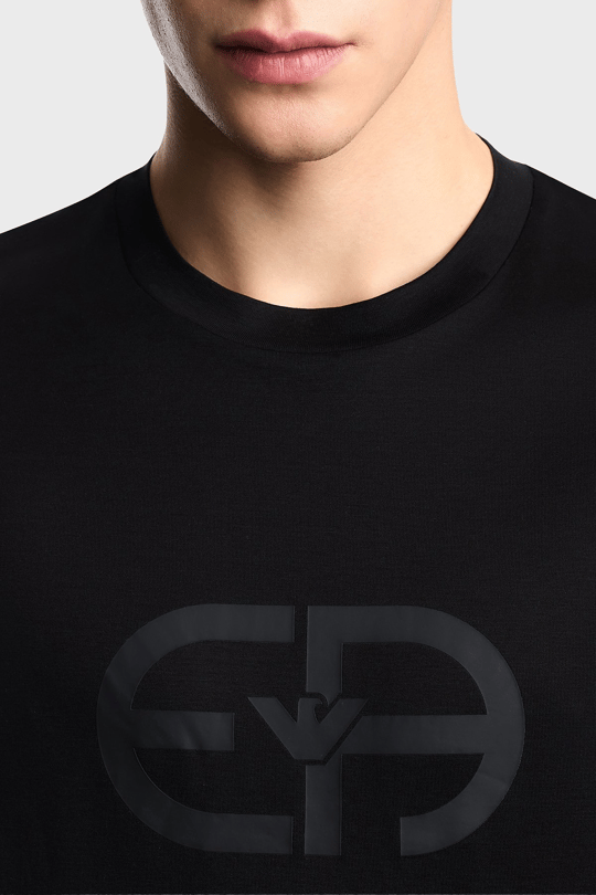 Emporio Armani Emporıo Armani Erkek Normal Kesim Yuvarlak Yakalı Logo Desenli Kısa Kollu Siyah T-Shirt EM004581 AF10017-UC001