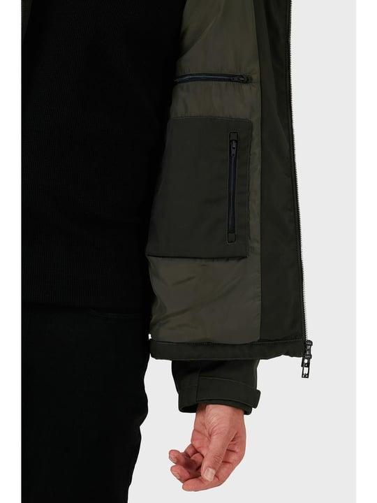 Emporio Armani Emporıo Armani Erkek Normal Kalıp Kapüşonlu Metalik Logo Detaylı Haki Ceket EM003417 AF18264-U8120