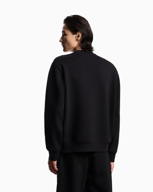 Emporio Armani Emporıo Armani Erkek Normal Kesim Yuvarlak Yakalı Mikro Kartal Logo Nakışlı Pamuklu Uzun Kollu Siyah Sweatshirt EM004533 AF10013-UC001