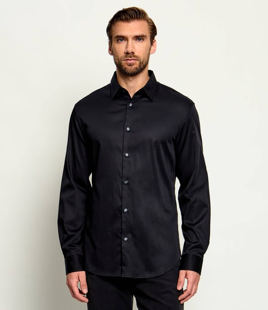 Emporio Armani Emporıo Armani Erkek Normal Kalıp Yüksek Pamuk İçerikli Uzun Kollu Siyah Gömlek EM006705 AF23800-UC001