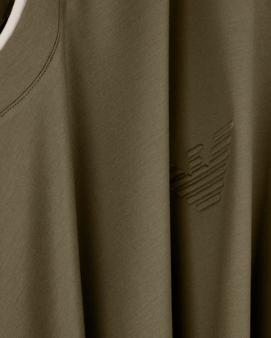 Emporio Armani Emporıo Armani Erkek Normal Kalıp Yuvarlak Yakalı Logo Kabartmalı Kısa Kollu Haki T-Shirt EM006766 AF10017-M7309