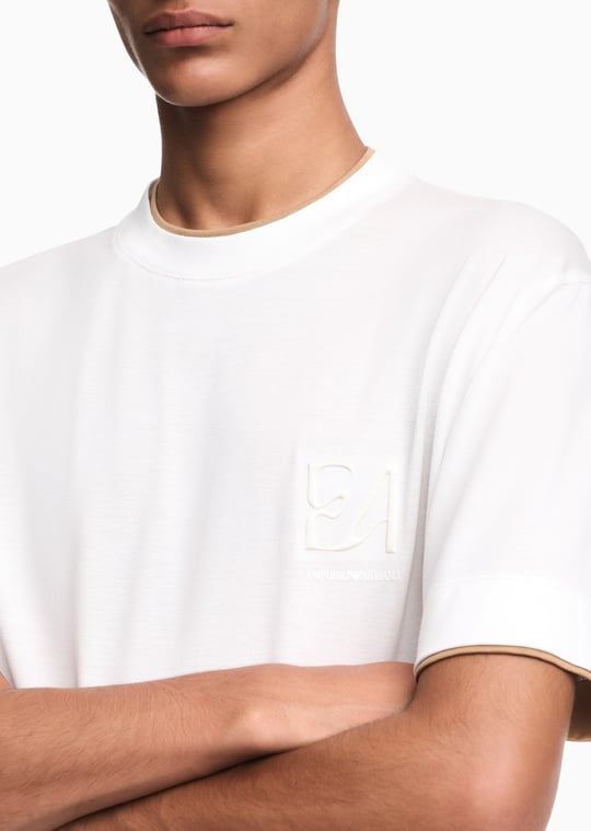 Emporio Armani Emporıo Armani Erkek Normal Kalıp Yuvarlak Yakalı Logo Kabartmalı Kısa Kollu Beyaz T-Shirt EM006766 AF10017-M0494