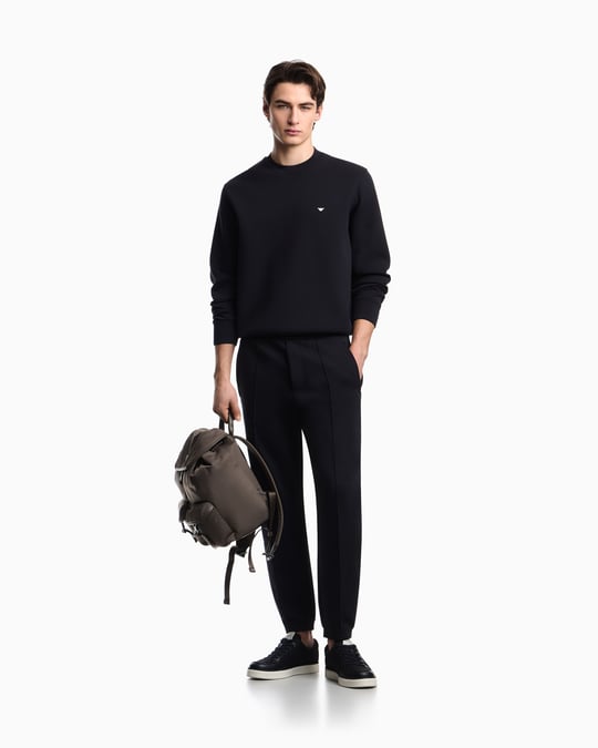 Emporio Armani Emporıo Armani Erkek Normal Kesim Yuvarlak Yakalı Mikro Kartal Logo Nakışlı Pamuklu Uzun Kollu Lacivert Sweatshirt EM004533 AF10013-UB118