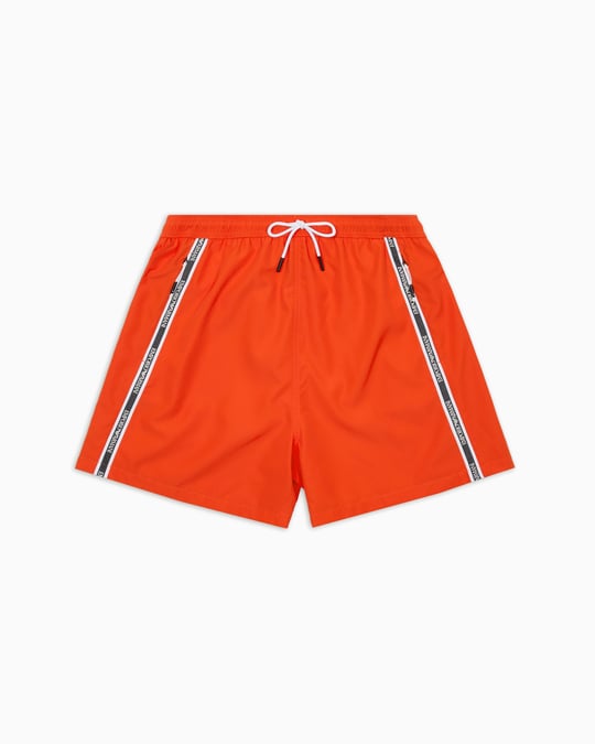 EMPORIO ARMANI Emporıo Armani Erkek Normal Bel Kısa Boy Yandan Şerit Marka Yazı Desen Bağlamalı Kırmızı Mayo EM001382 AF12333-U5026