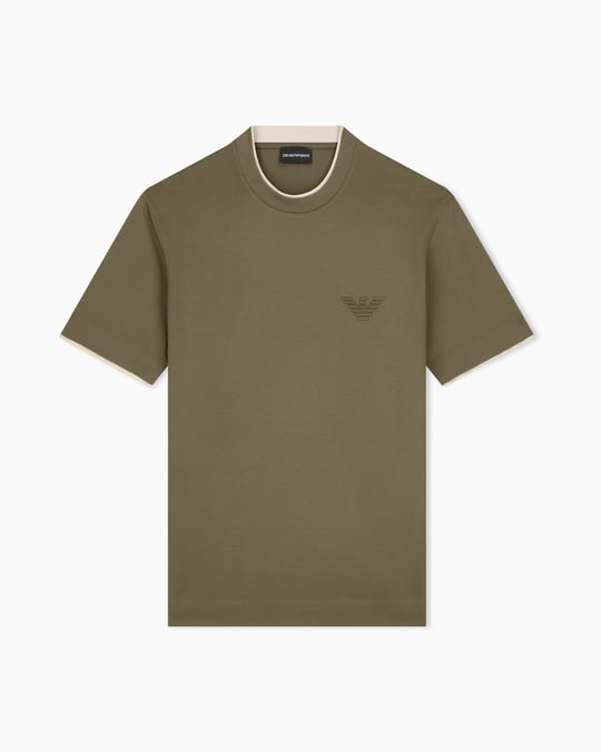 Emporio Armani Emporıo Armani Erkek Normal Kalıp Yuvarlak Yakalı Logo Kabartmalı Kısa Kollu Haki T-Shirt EM006766 AF10017-M7309