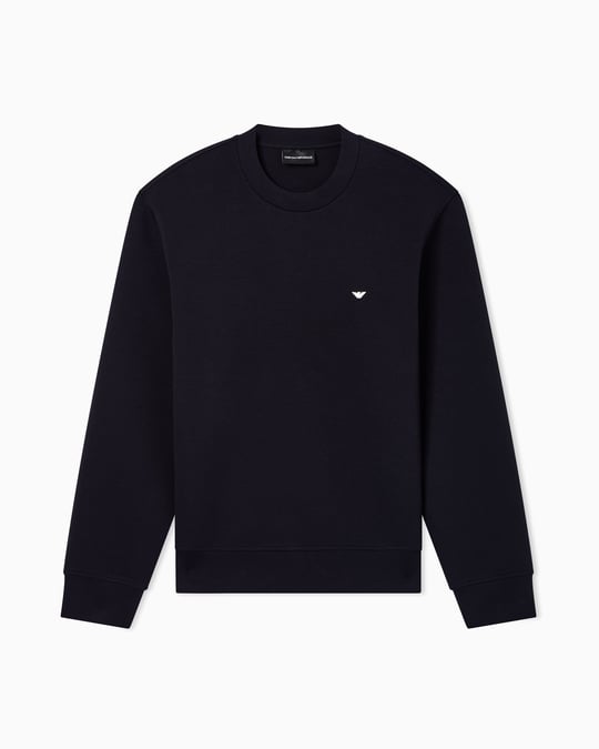 Emporio Armani Emporıo Armani Erkek Normal Kesim Yuvarlak Yakalı Mikro Kartal Logo Nakışlı Pamuklu Uzun Kollu Lacivert Sweatshirt EM004533 AF10013-UB118