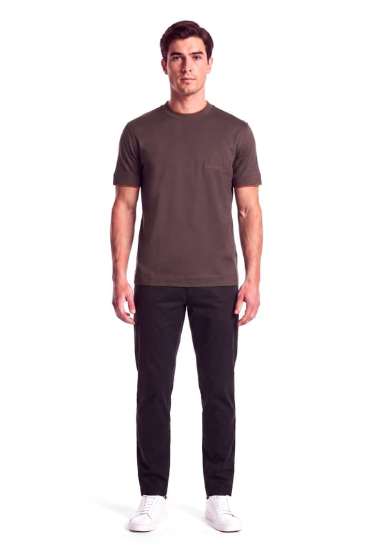 Emporio Armani Emporıo Armani Erkek Normal Kalıp Yuvarlak Yakalı Logo Kabartmalı Kısa Kollu Kahverengi T-Shirt EM006766 AF10017-M6531