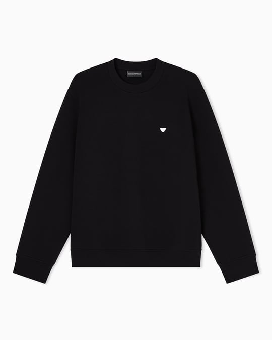 Emporio Armani Emporıo Armani Erkek Normal Kesim Yuvarlak Yakalı Mikro Kartal Logo Nakışlı Pamuklu Uzun Kollu Siyah Sweatshirt EM004533 AF10013-UC001