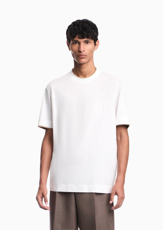 Emporio Armani Emporıo Armani Erkek Normal Kalıp Yuvarlak Yakalı Logo Kabartmalı Kısa Kollu Beyaz T-Shirt EM006766 AF10017-M0494