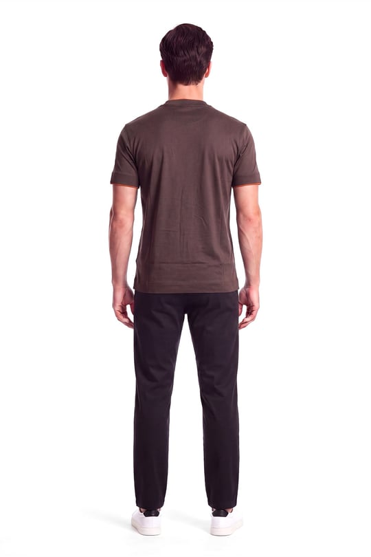Emporio Armani Emporıo Armani Erkek Normal Kalıp Yuvarlak Yakalı Logo Kabartmalı Kısa Kollu Kahverengi T-Shirt EM006766 AF10017-M6531