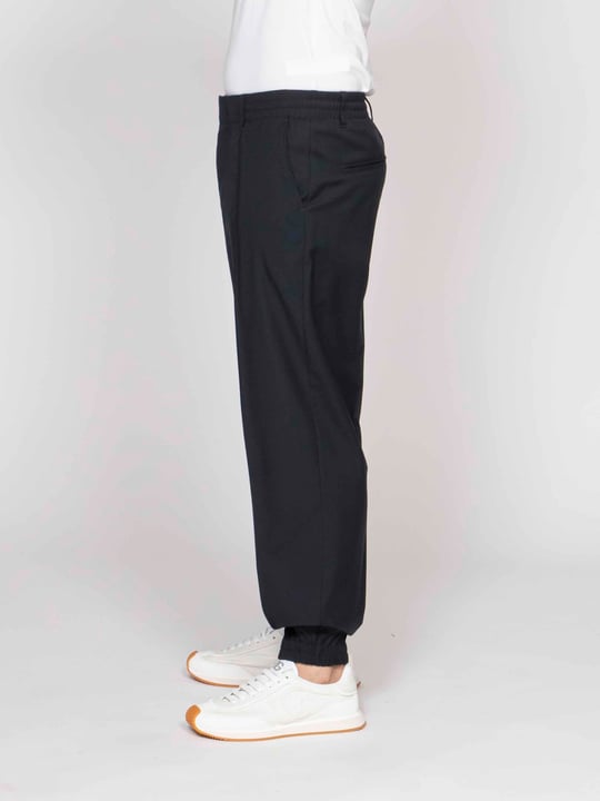 Emporio Armani Emporıo Armani Erkek Normal Kesim Paçası Lastikli Yün İçerikli Pileli Lacivert Pantolon EM005379 AF24469-UB118