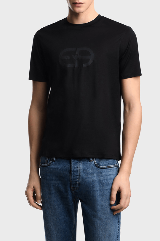 Emporio Armani Emporıo Armani Erkek Normal Kesim Yuvarlak Yakalı Logo Desenli Kısa Kollu Siyah T-Shirt EM004581 AF10017-UC001