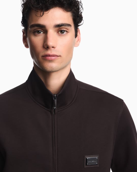Emporio Armani Emporıo Armani Erkek Normal Kesim Fermuarlı Dik Yakalı Metal Plaka Logolu Uzun Kollu Siyah Ceket EM006821 AF17545-U6030