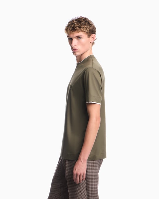 Emporio Armani Emporıo Armani Erkek Normal Kalıp Yuvarlak Yakalı Logo Kabartmalı Kısa Kollu Haki T-Shirt EM006766 AF10017-M7309