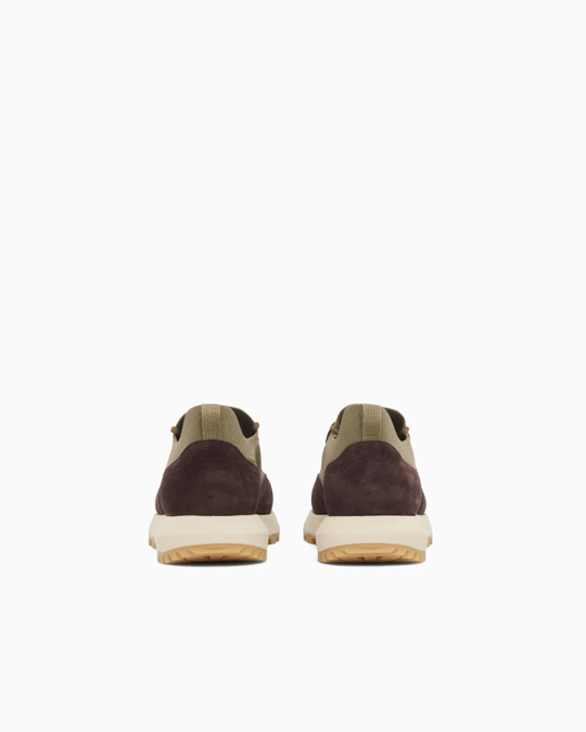 Emporio Armani Emporıo Armani Erkek Örme ve Süet Detaylı Burunlu Kartal Logolu Yuvarlak Haki Sneaker EM003739 AF19724-MZ783