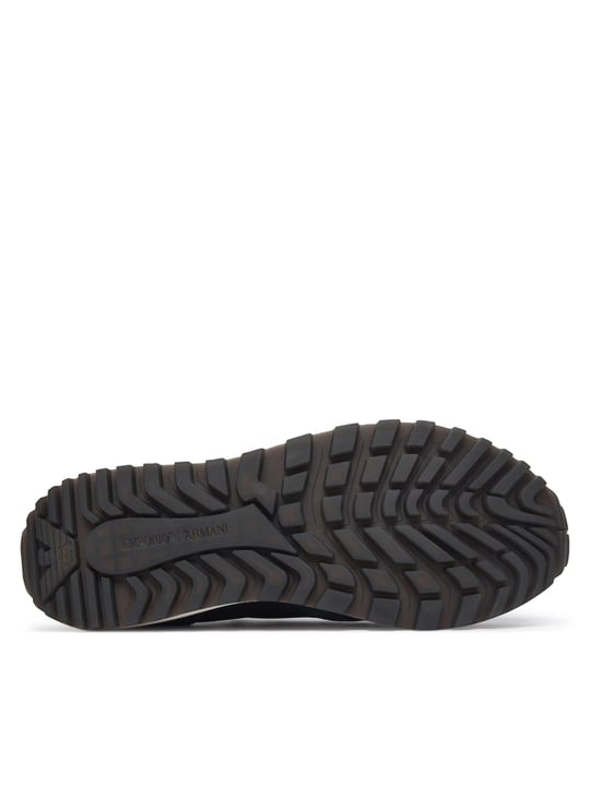 Emporio Armani Emporıo Armani Erkek Örme ve Süet Detaylı Burunlu Kartal Logolu Yuvarlak Lacivert Sneaker EM003739 AF19724-MB562
