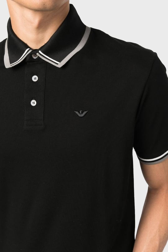 Emporio Armani Emporıo Armani Erkek Pamuklu Kısa Kollu Günlük Siyah Polo Yaka T-Shirt 6R1F82 1JTKZ-0999