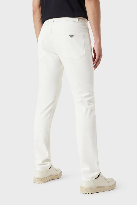 Emporio Armani Emporıo Armani Erkek Pamuklu Dokuma Kumaş Marka Logolu Beyaz Jeans 8N1J06 1GN0Z-0101