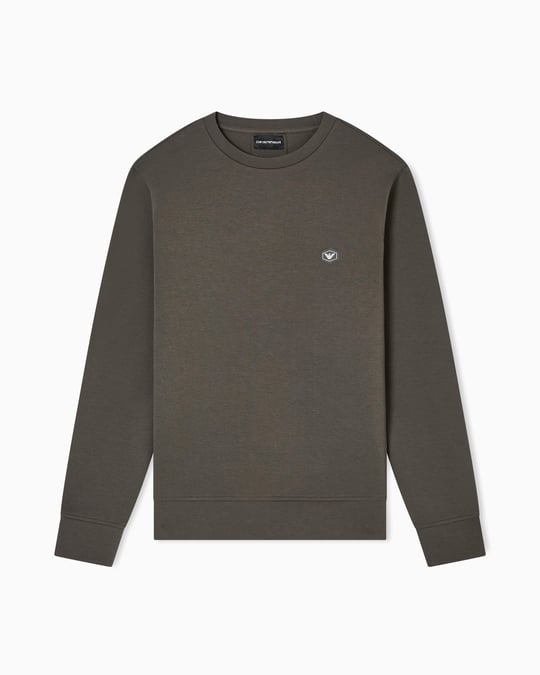 Emporio Armani Emporıo Armani Erkek Pamuklu Logo Detaylı Yuvarlak Yaka Haki Sweatshirt 8N1MD1 1JHSZ-U8120