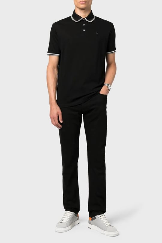 Emporio Armani Emporıo Armani Erkek Pamuklu Kısa Kollu Günlük Siyah Polo Yaka T-Shirt 6R1F82 1JTKZ-0999