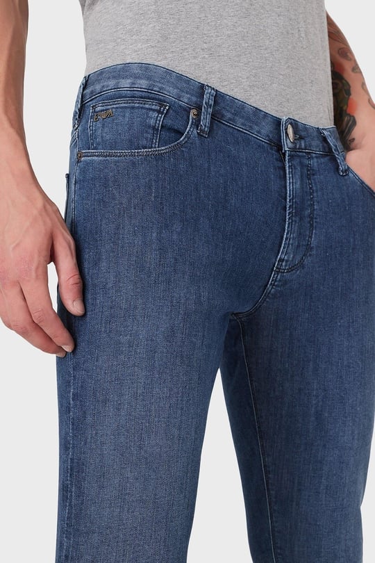 Emporio Armani Emporıo Armani Erkek Pamuklu Dokuma Kumaş Marka Logolu Mavi Jeans 8N1J06 1D85Z-0942