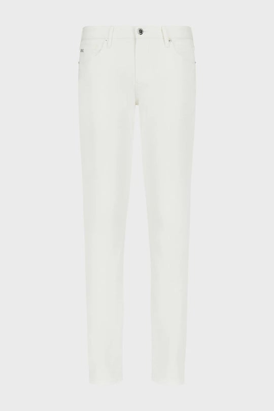 Emporio Armani Emporıo Armani Erkek Pamuklu Dokuma Kumaş Marka Logolu Beyaz Jeans 8N1J06 1GN0Z-0101