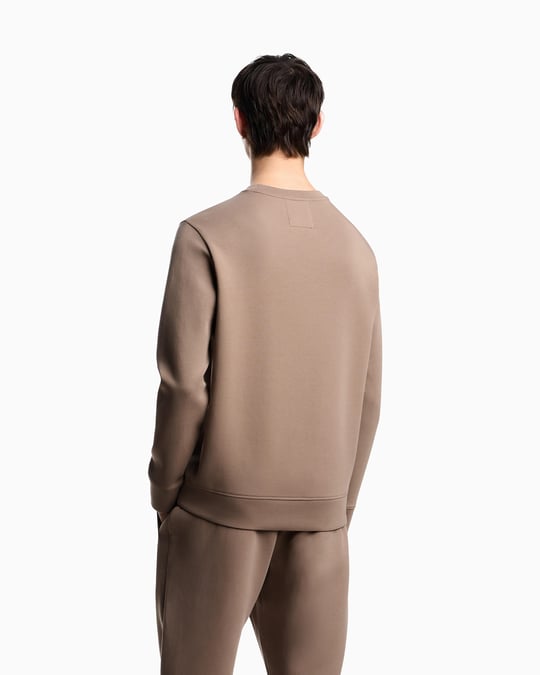 Emporio Armani Emporıo Armani Erkek Pamuklu Logo Detaylı Yuvarlak Yaka Bej Sweatshirt 8N1MD1 1JHSZ-U6189