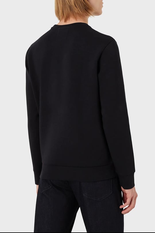 Emporio Armani Emporıo Armani Erkek Pamuklu Logo Detaylı Yuvarlak Yaka Lacivert Sweatshirt 8N1MD1 1JHSZ-0920