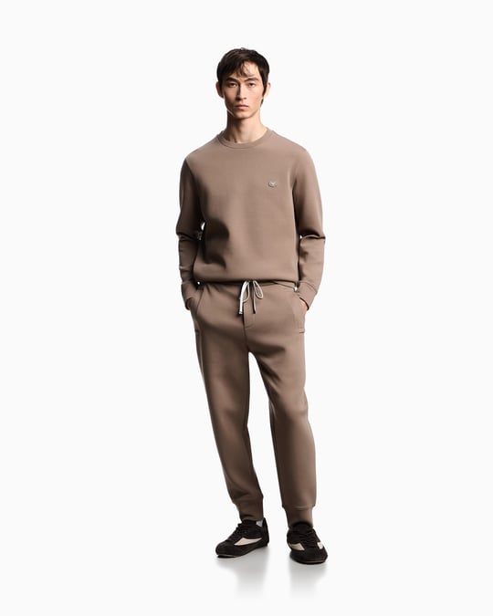 Emporio Armani Emporıo Armani Erkek Pamuklu Logo Detaylı Yuvarlak Yaka Bej Sweatshirt 8N1MD1 1JHSZ-U6189