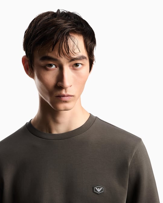 Emporio Armani Emporıo Armani Erkek Pamuklu Logo Detaylı Yuvarlak Yaka Haki Sweatshirt 8N1MD1 1JHSZ-U8120