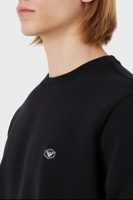 Emporio Armani Emporıo Armani Erkek Pamuklu Logo Detaylı Yuvarlak Yaka Lacivert Sweatshirt 8N1MD1 1JHSZ-0920