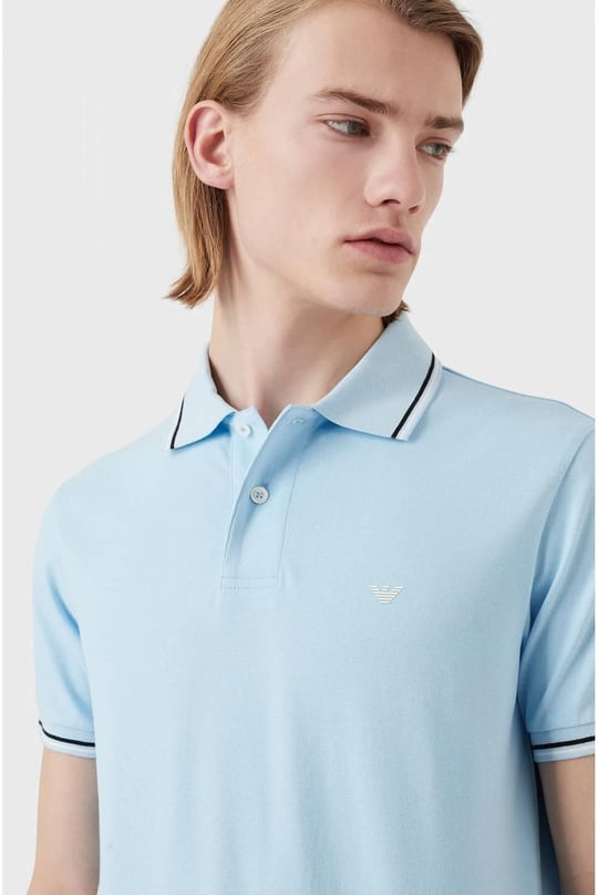 Emporio Armani Emporıo Armani Erkek Pamuklu Polo Yaka Kısa Kollu Günlük Kullanım Mavi Polo Yaka T-Shirt 8N1FB4 1JPTZ-0781