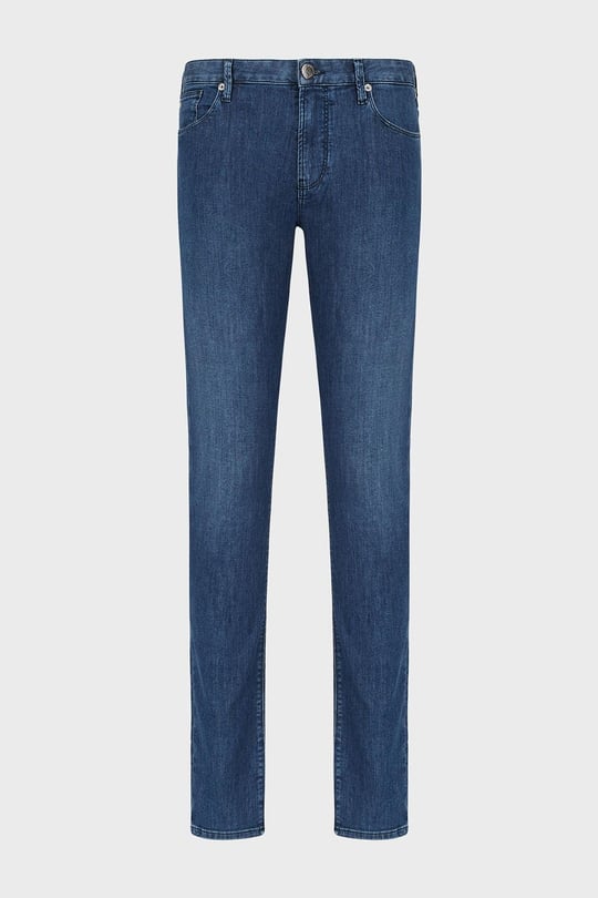 Emporio Armani Emporıo Armani Erkek Pamuklu Dokuma Kumaş Marka Logolu Mavi Jeans 8N1J06 1D85Z-0942