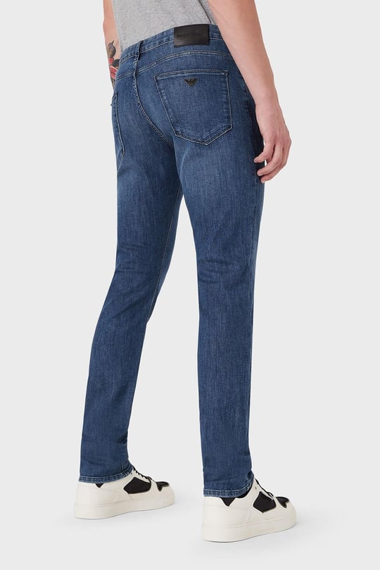 Emporio Armani Emporıo Armani Erkek Pamuklu Dokuma Kumaş Marka Logolu Mavi Jeans 8N1J06 1D85Z-0942